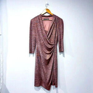 CHETTA B Shimmering pink wrap  dress